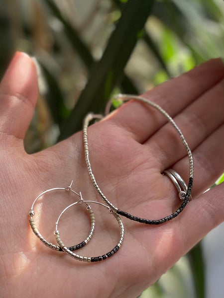 Black & Silver Ombre Miyuki Beads