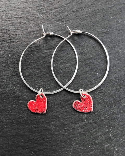 Enamel heart Hoops