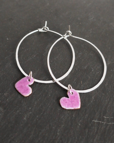 Enamel heart Hoops