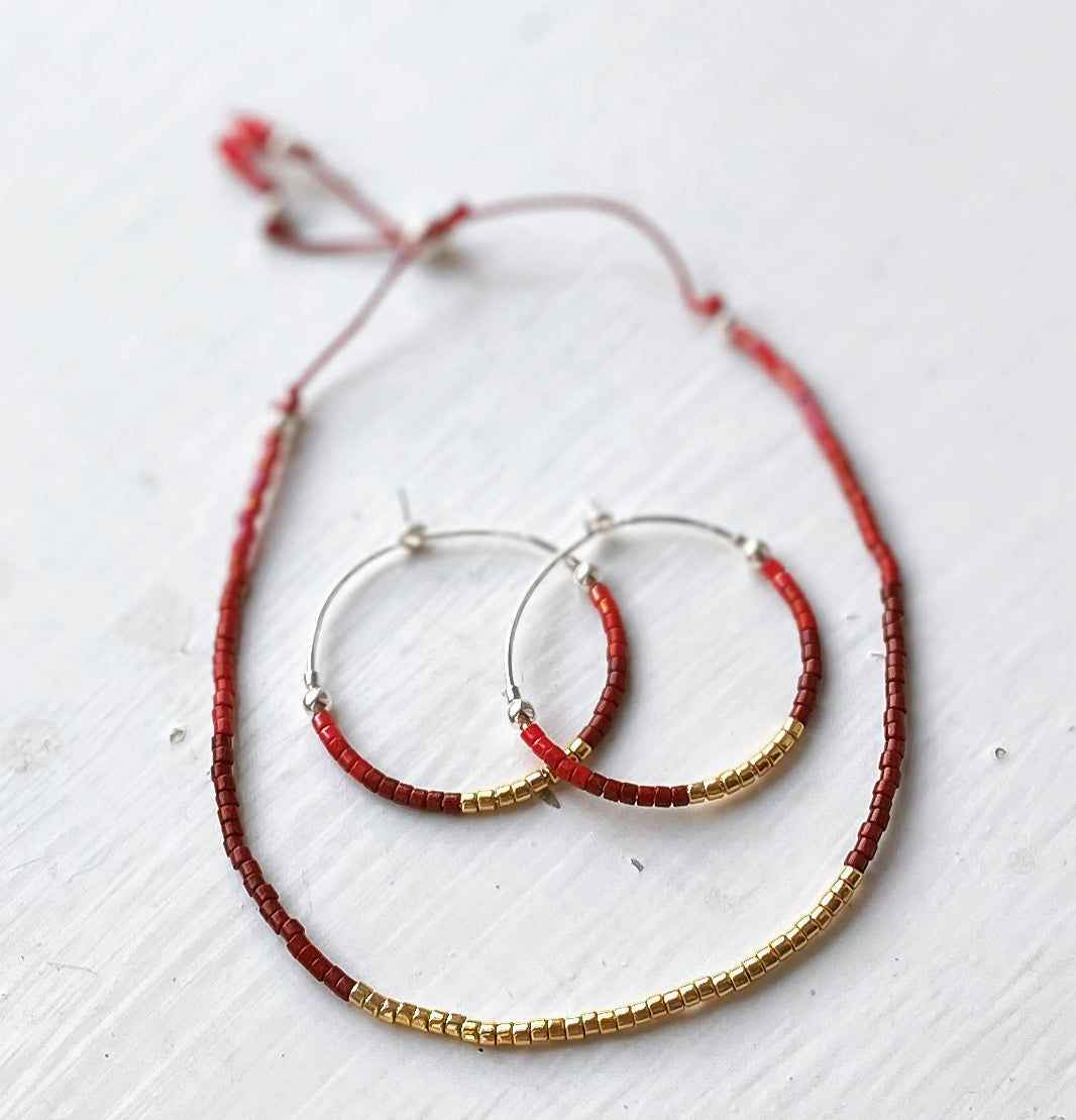 Red & Gold Ombre Miyuki Beads