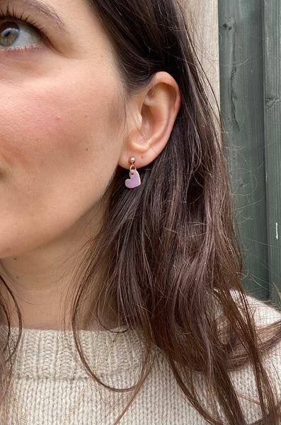 Styds Calonnau / Heart Dangly Studs