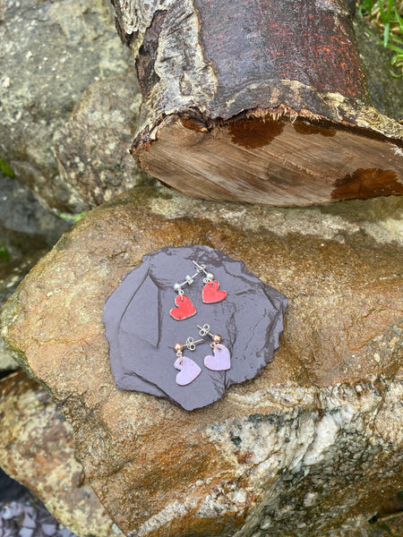 Styds Calonnau / Heart Dangly Studs