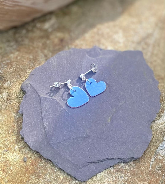 Styds Calonnau / Heart Dangly Studs