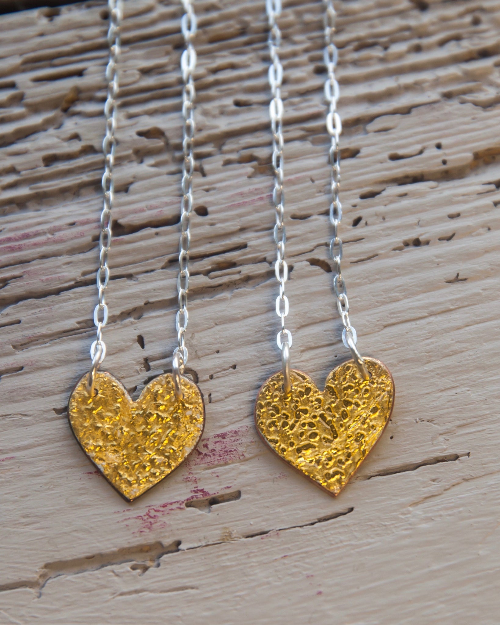 24ct Gold Leaf Heart Necklace Lora Wyn