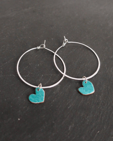 Enamel heart Hoops