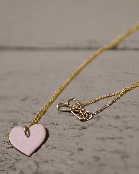 Enamel Heart Pendant on 14kt Gold Filled Chain